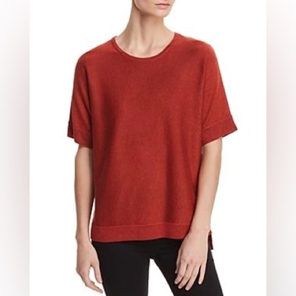 Eileen Fisher LIGHTWEIGHT SHORT-SLEEVE SWEATER IN SERRANO. size Small - Picture 1 of 5